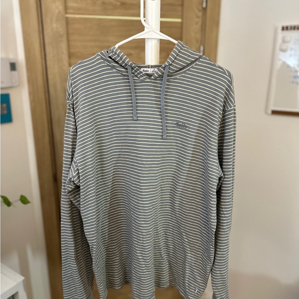 Gray Striped Katin Hoodie in Large